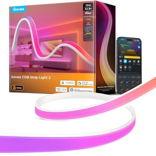 Govee COB LED Strip Lights 2, RGBIC, 840 LEDs/m, 1000K-10000K, 16.4ft | Work with Alexa, Google Assistant, Matter and Smarthings, LuminBlend+, DIY, Cuttable, LED Lights for Bedroom, Cabinet