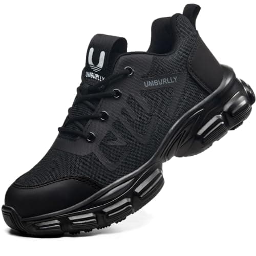 Steel Toe Shoes for Men Women , Wide Black Women Size 7.5 / Men 6 | ASTM Safety Steel Toe, Kevlar Puncture-Proof, Breathable, Lightweight, Wide Fit, Walking, Construction, Industrial, Warehouse