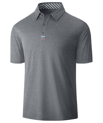 V VALANCH Men's Short Sleeve Polo Shirts, Button Up Business Casual Work Golf Polo Shirt Light Gray XL
