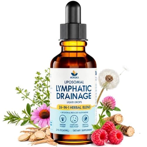 MORGIKA 26-in-1 Lymphatic Drainage Drops, Fluid Balance & De-Puff, Lymph Support*, Herbal Liquid Formula with Cleavers, Echinacea, Dandelion & Prickly Ash Bark, Alcohol-Free, Vegan, 1 Pack(2 Fl Oz)