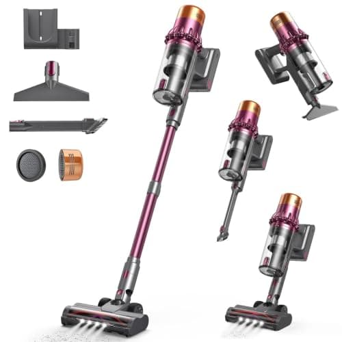 Cordless Vacuum Cleaner, 600W 50KPA 65Mins Vacuum Cleaners for Home, Stick Vacuum with Self-Standing, LED Display, Anti-Tangle Brush, 10-in-1 Lightweight Wireless Vacuum for Pet Hair Carpet Hard Floor