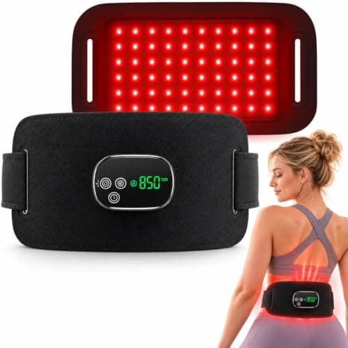 Cordless Heating Pad for Back, 660nm 850nm LED for Waist Knee Elbow | Waist Belt Wrap with Heat 4 Adjustable Modes & 3 Intensity Modes, 90-Minute Rechargeable Battery, Built-In Auto Shutoff Timer