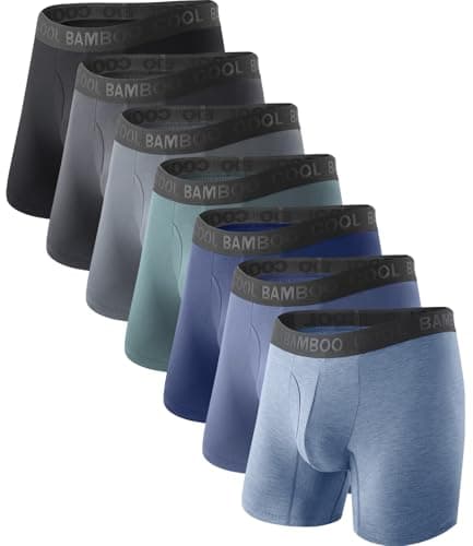 BAMBOO COOL Men's Underwear Boxer Briefs Multipack with Fly, No Ride Up | Soft breathable bamboo viscose with moisture-wicking stretch, supportive pouch, tag-free comfort for daily wear