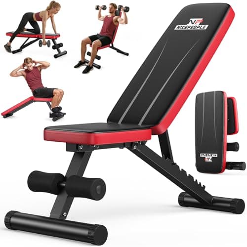 NICEPEOPLE Adjustable Weight Bench for Home Gym, 660LBS Capacity Workout Bench with 8 Backrests for Chest Shoulders Arms, Compact and Foldable Strength Bench for Small Space Apartment Room (XL)