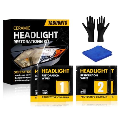 TABOUNTS Headlight Restoration Kit,Headlight Restoration Wipes - 3-Step Cleaning System, Removes Yellowing & Oxidation, Restores Clarity, Long-Lasting UV Protection for Safer Night Driving (2)