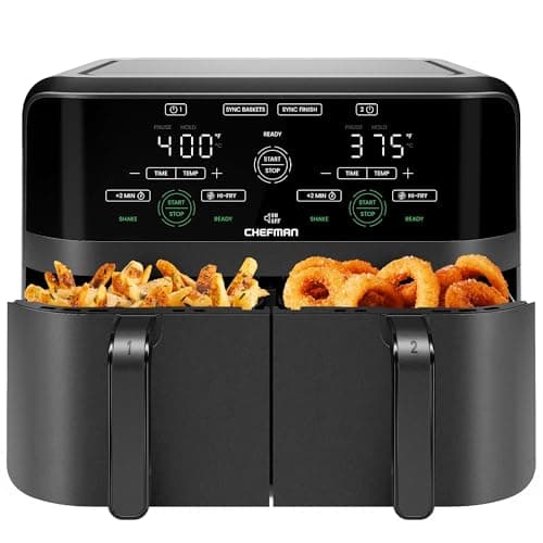 Chefman Crispinator Air Fryer 7-in-1 with 8 Qt Capacity, 450°F Max Temp & TurboFry Pro Technology for Fast, Even Results, Bake, Broil, Dehydrate, Viewing Window, Nonstick Ceramic-Coated Basket