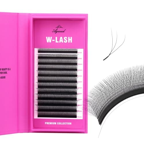 Lash Extensions W Shape 3D Eyelash Extensions C Curl 0.07mm Thickness 8mm Single Lash Tray, Easy Premade Volume Fans Matte Black Natural Soft Individual Eyelash Fans (0.07C-3DW-8mm)