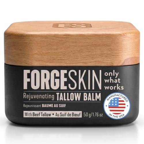 Forge Skin Beef Tallow Balm Skin Moisturizer for Men, Anti Aging Wrinkle Defense - Face & Body Skincare Hydration Cream, 100% Grass-Fed Lotion, Paraben-Free, Helps Minimize Look of Fine Lines, 1.7 oz