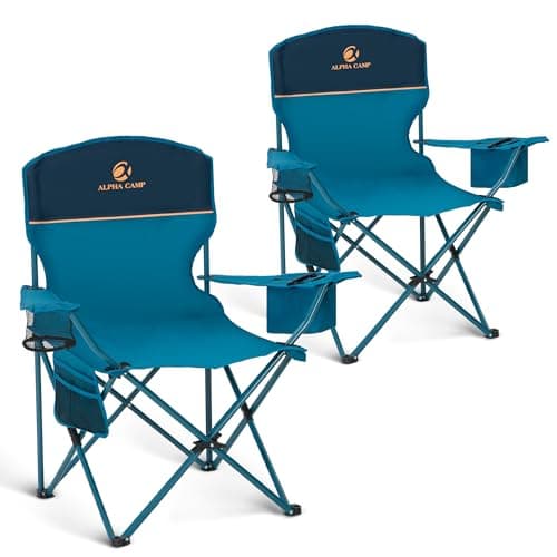 2 Pack Portable Camping Chair for Adults Lawn Chairs Support 250 lbs Blue | Folding Outdoor Camp Chair for Adults, Lightweight Foldable Chairs Collapsible Chair for Camping, Tailgates, Beach