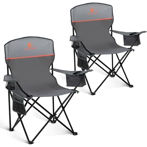 2 Pack Folding Camping Chairs Outdoor Lawn Chair Support 250lbs Gray