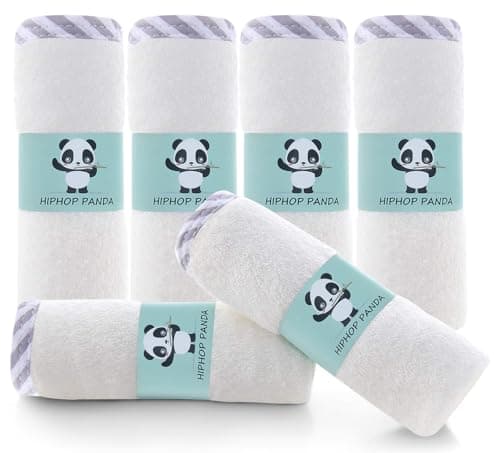 HIPHOP PANDA Ultra Soft Baby Washcloths, 2-Layer Absorbent Wash Cloths | Reusable Newborn Wipes for Delicate Skin | Rayon Made from Bamboo Towel Face Body | Registry Ready | 6 Pack Gray Stripe