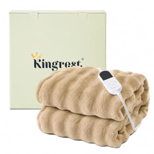kingrest 3D Bubble Fleece Electric Heated Throw, 6 Heat Levels, Auto Off- 62"x84"