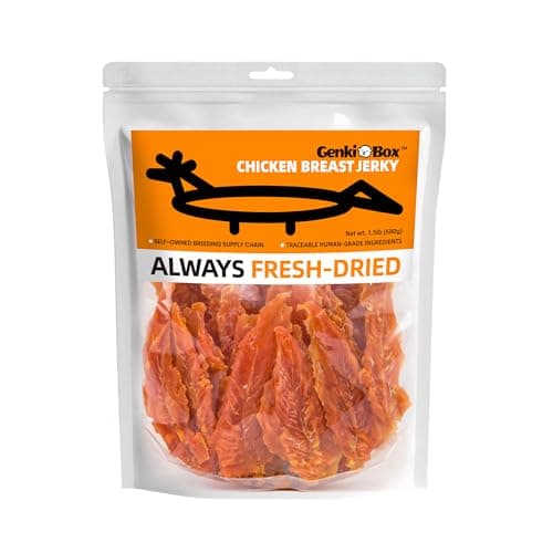 GenkiBox Premium Chicken Breast Jerky Dog Treats, 1.5 Lb (24 oz) Value Pack, Human Grade, Real Chicken Breast, Limited Ingredient, High Protein, Grain Free, Filler Free, Training Rewards