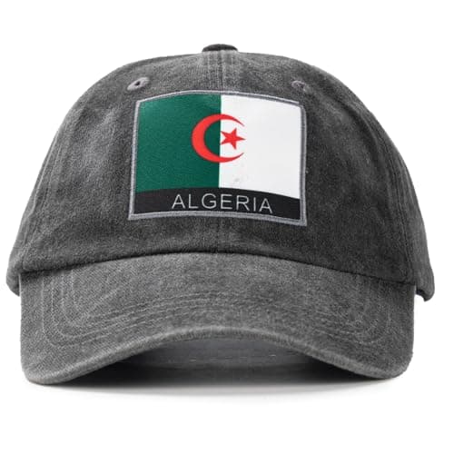 قبعة بيسبول المنتخب الجزائري لكأس العالم 2026، قبعة بيسبول قابلة للتعديل مزينة بعلم المنتخب لمشجعي كأس العالم، لون أسود