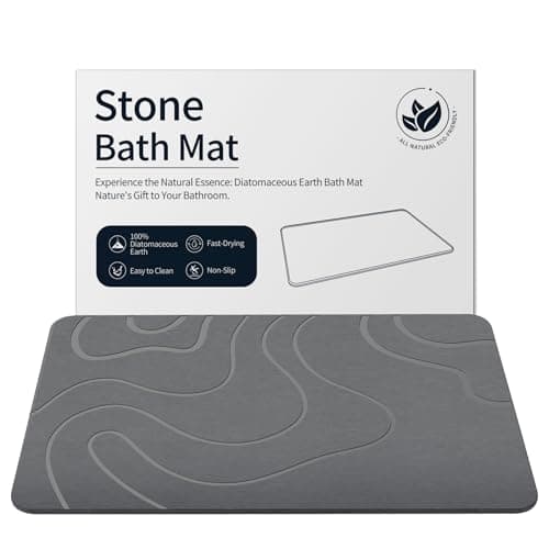 Stone Bath Mat for Bathroom, Diatomaceous Earth Shower Mat, Quick Dry, Grey | Fast Drying, Super Absorbent, Natural Diatomaceous Earth, Non-Slip Design, Easy to Clean