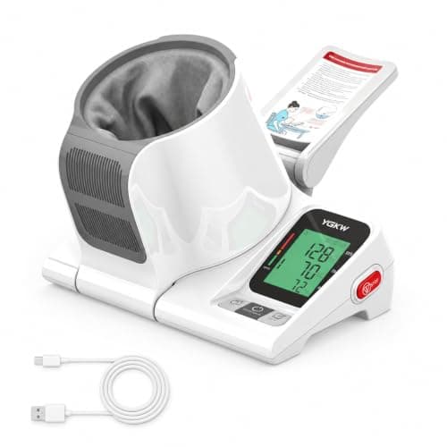YGKW Blood Pressure Monitor for Home Use, No-Wrap Barrel-Type Upper Arm | One-Touch Auto-Fit for 7.1–16.5 in Arms, 3-Color Large Display, Dual User 2×99 Memory, USB-C Rechargeable,FDA-Cleared