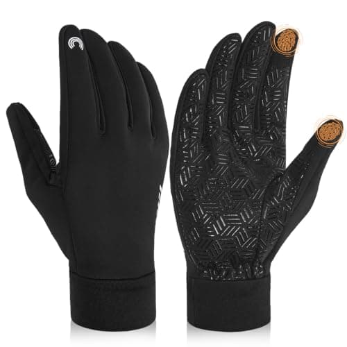 RIGWARL Winter Gloves Men Women for Cold Weather, Black, L | Waterproof outer, windproof, thermal fleece lining, touchscreen compatible, anti-slip grip, running/skiing/driving