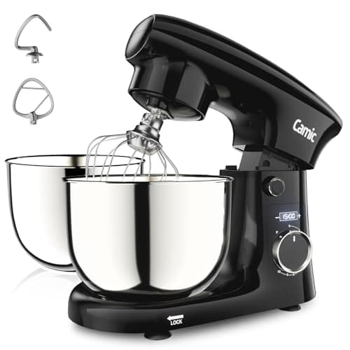 Camic Stand Mixer, 4.2QT+5.3QT Two bowls Electric Mixer,Black