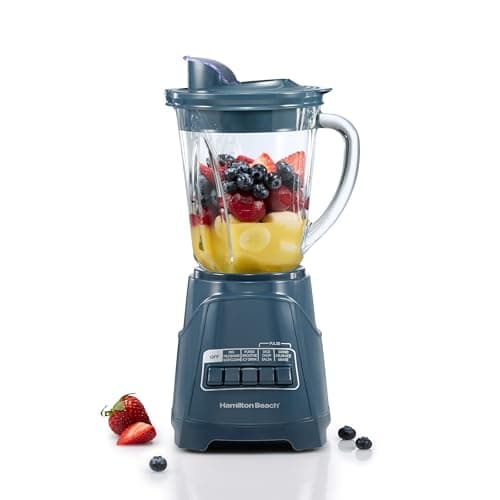Hamilton Beach Power Elite Blender For Smoothies With Wave Action System | 40 oz. Glass Jar | 12 Functions Including Puree, Crush Ice | 700 Watts | Kitchen Makeover Blue | 58155
