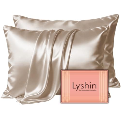 LYSHIN Silk Pillow Cases 2 Pack King Size with Zipper, Sky Blue | 19 Momme Mulberry Silk Pillowcase for Skin and Hair, Anti-Acne, Hypoallergenic, Cooling, Beauty Sleep, Gifts for Women
