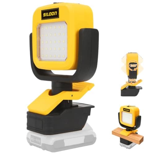 LED Work Light for Dewalt 20V Battery, Flood Light with 3 Modes (Tool Only) | Portable Work Light with Clamp, 360° Rotation Cordless Work Light, for Job Site, Mechanic, Emergency, Camping, Outdoor