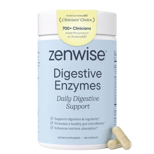 Zenwise Health Digestive Enzymes, Probiotics, for Gut Health Bloat - 180 CT | Multi Enzymes, Probiotics, Bromelain, Papaya, DE111 Probiotics Prebiotics, Gas and Bloating Relief, Vegetarian