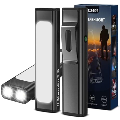 مصباح يدوي مسطح Spriak EDC قابل لإعادة الشحن، 1200 لومن، USB-C (أسود، قطعتان)
