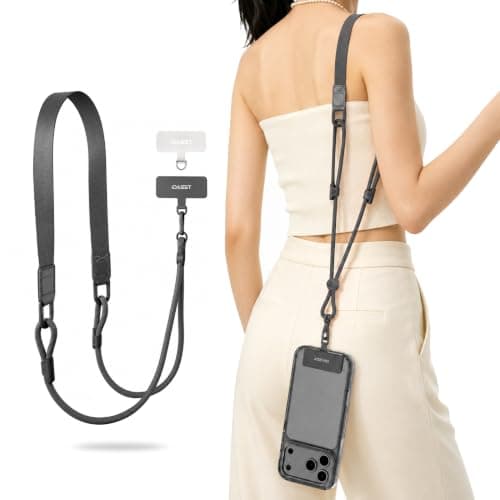 IOASST Phone Lanyard Crossbody, Adjustable Anti-Theft Neck Strap, Black