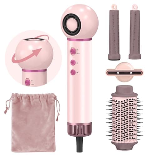 AROEVE 5 in 1 Hot Air Styler & Blow Dryer Brush,High-Speed | 4 Temperature Mode, 3 wind speed, 110,000 RPM, Rotatable Air Outlet, 4 Attachments, 10S AUTO Clean, ALCI Plug