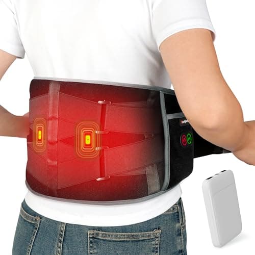 Comfytemp Cordless Heating Pad with Massager for Back FSA Eligible HSA Gift | Birthday for Women Men, Portable Lower Back Massager, Rechargeable Wireless Electric, Mom Dad Seniors 3Heat 30mins Off 58"Up