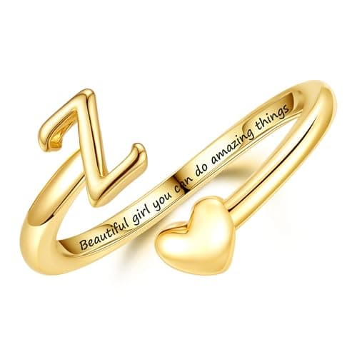 Turandoss Initial Heart Rings for Teen Girls Kids Gifts Trendy Stuff