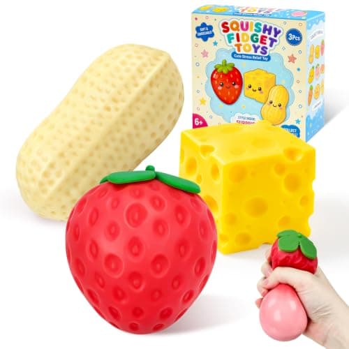 Chris.W Squeeze Toys 3 Pack - Strawberry Peanut Cheese Squishy Box