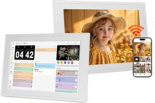 Digital Calendar & Digital Picture Frame, Desk Calendar No Subscription | 10.1" Smart WiFi Digital Calendar Wall Touch Screen, Chore Chart, Family Calendar & Happy planner, DC & USB-C Dual Power