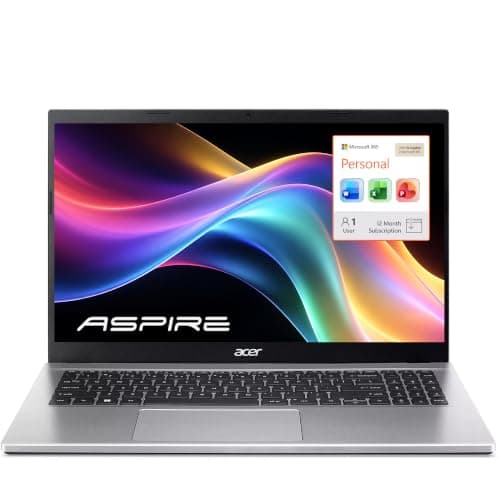 Acer Aspire Lite 15 Laptop with Office 365, 16GB RAM, 1TB Cloud Storage and 256GB SSD, Intel 4-Core, 15.6" FHD (1920 x 1080) Display, 2026 Edition, Windows 11, no Mouse | Learn or Work on The Go