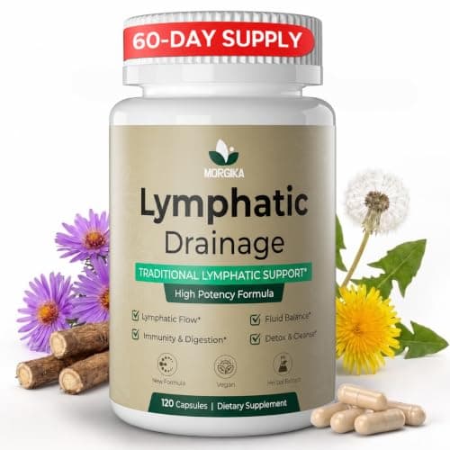 Lymphatic Drainage Supplements, De-Puff & Lymphatic Support*, 120 Capsules | 11-in-1 Lymphatic Drainage Capsules, 10:1 Extract Formula with Echinacea, Cleavers, Dandelion & Burdock, Maximum Potency