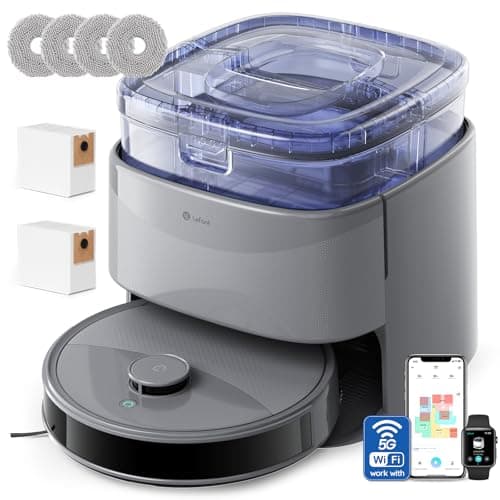 Lefant Robot Vacuum and Mop, 20000Pa Suction, 90-Day Self-Emptying, Obstacle Avoidance, Auto Mop Washing&Drying, All-in-One for Pet Hair Carpet, 5G WiFi Alexa/APP/iWatch Control, M3 Max