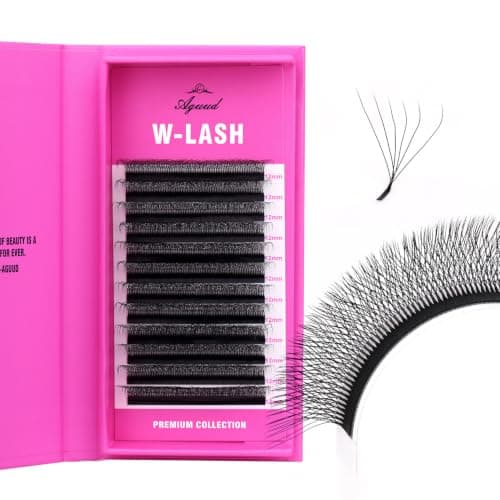 Lash Extensions W Shape 6D Eyelash Extensions C Curl 0.07mm Thickness 12mm Single Lash Tray, Easy Premade Volume Fans Matte Black Natural Soft Individual Eyelash Fans (0.07C-6DW-12mm)