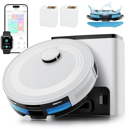 Lefant Robot Vacuum and Mop, 75-Day Self-Emptying, 6000Pa, LiDAR Navigation | Self-Emptying,LiDAR Navigation,PSD Obstacle Avoidance,140min Runtime, 2.4G/5G WiFi/Alexa/APP/iWatch