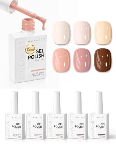 Makartt Nude Brown Gel Nail Polish Set 15ML : 6 Colors, Neutral Skin Tones