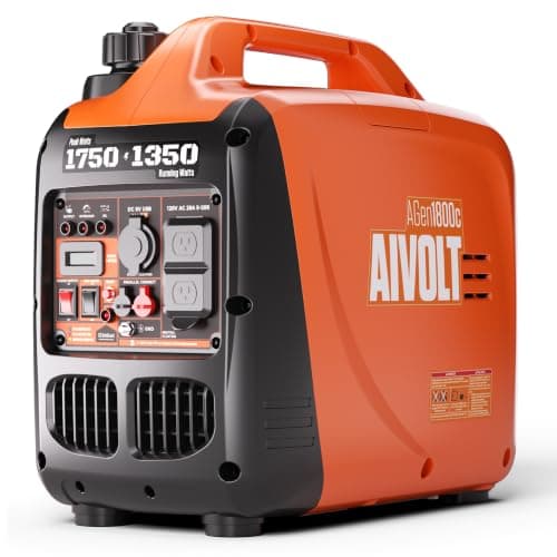 AIVOLT 1750W Inverter Generator Portable Gas Generator for Camping Home | Ultra-Light 26.5lbs, One-Hand Carry. Super Quiet 52dBA. Clean <3% THD Power. CO Auto-Shutoff. 7hr ECO Mode. EPA Compliant.