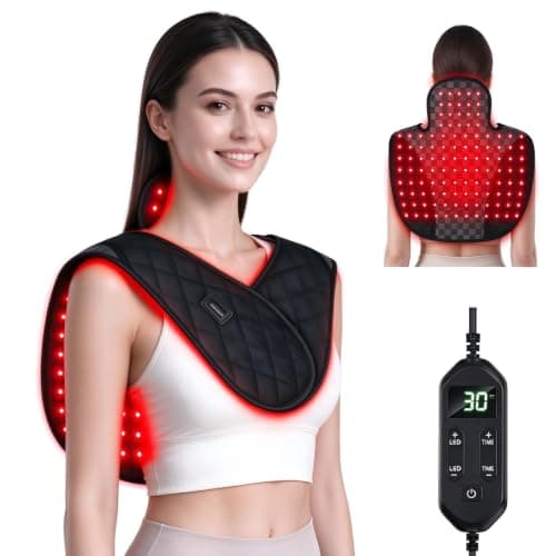 Red Light Therapy for Neck, Shoulders, 660nm & 850nm Infrared Red Light Therapy Body, Infrared red Light Therapy with 3 Light Modes & Timer, Red Light Therapy Wrap for Men, Women Gift