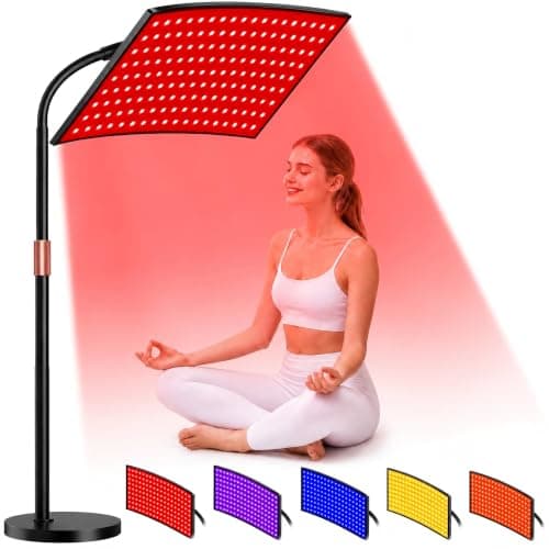 Puroth 5 Color Red Light Therapy for Body Face, 660nm 850nm 465nm 600nm | 180 LED Light Therapy Lamp, Infrared Red Light Panel, Adjustable Stand, Remote Control, Timer, Gifts for Women Men