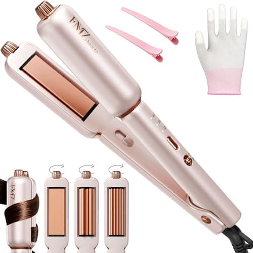 FMZ Flat Iron Hair Straightener, Titanium Ceramic Hair Straighteners for Women, Dual Voltage Professional Travel Flat Iron with 10s Fast Heat, for Straightening, Volumizing, Root Lift, Curling, Pink