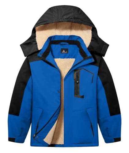 SWISSWELL Kids Winter Ski Jacket Waterproof Snow Coat Outerwear Boys Girls | 8000mm Waterproof, Warm Fleece Lining, Zip Pockets, Compass Pull, Detachable Hood, Snow Jacket, School, Skiing, Snowboarding
