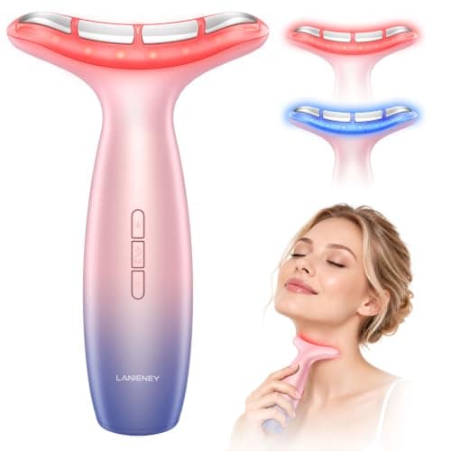 4-in-1 Face Massager, Red Light Therapy for Face and Neck GuaSha Tool, Pink