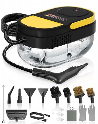 Gautye Steam Cleaner, 3 Level Adjustable Handle with 15 Accessories | 15s Heat Up, 1.69 Quarts Tank, Foldable Handle, Portable Steam Cleaner for Home, Kitchen, Bathroom, Tile, Grout, Car Cleaning
