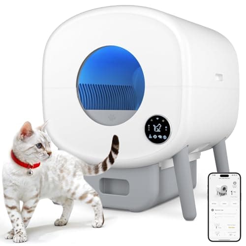 Cumrige Automatic Litter Box,Safety Sensor,App Control,95L Large Capacity | Detachable waste trays ,Self cleaning litter box for Multiple Cats,Safety Protection, 2 Roll Garbage Bags,White & Grey