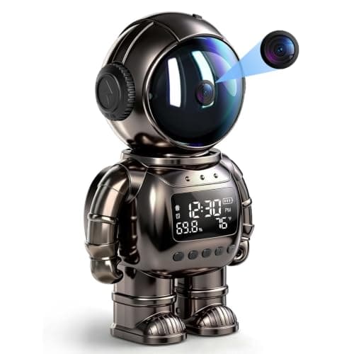 GBIUT Robot Alarm Clock Camera, 2K HD 5G/2.4Ghz WiFi Pet Robot Camera, Human Detection, Night Vision, Two-Way Talk & Motion Alert, Temp Humidity Display, Space Gift for Kids
