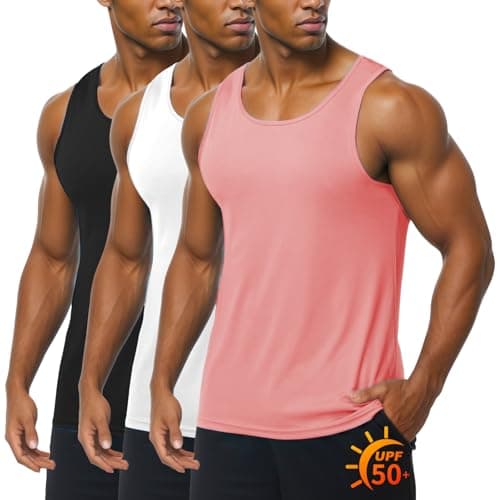 ZITY Men UPF 50+ Workout Tank Top Sleeveless A-Shirts for Men 3 Pack Muscle Gym Breathable Fast Dry Fitness Athletic Shirts