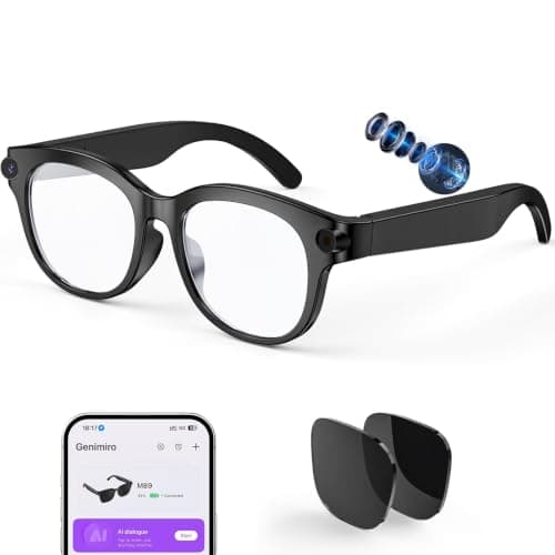 Mingdaln AI Smart Glasses with Camera, HD Bluetooth Camera Glasses with Audio, Video Recording Sunglasses for Women Men, Real Time Translation, Voice Assistant, Open Earbuds for Travel, Work Vlog